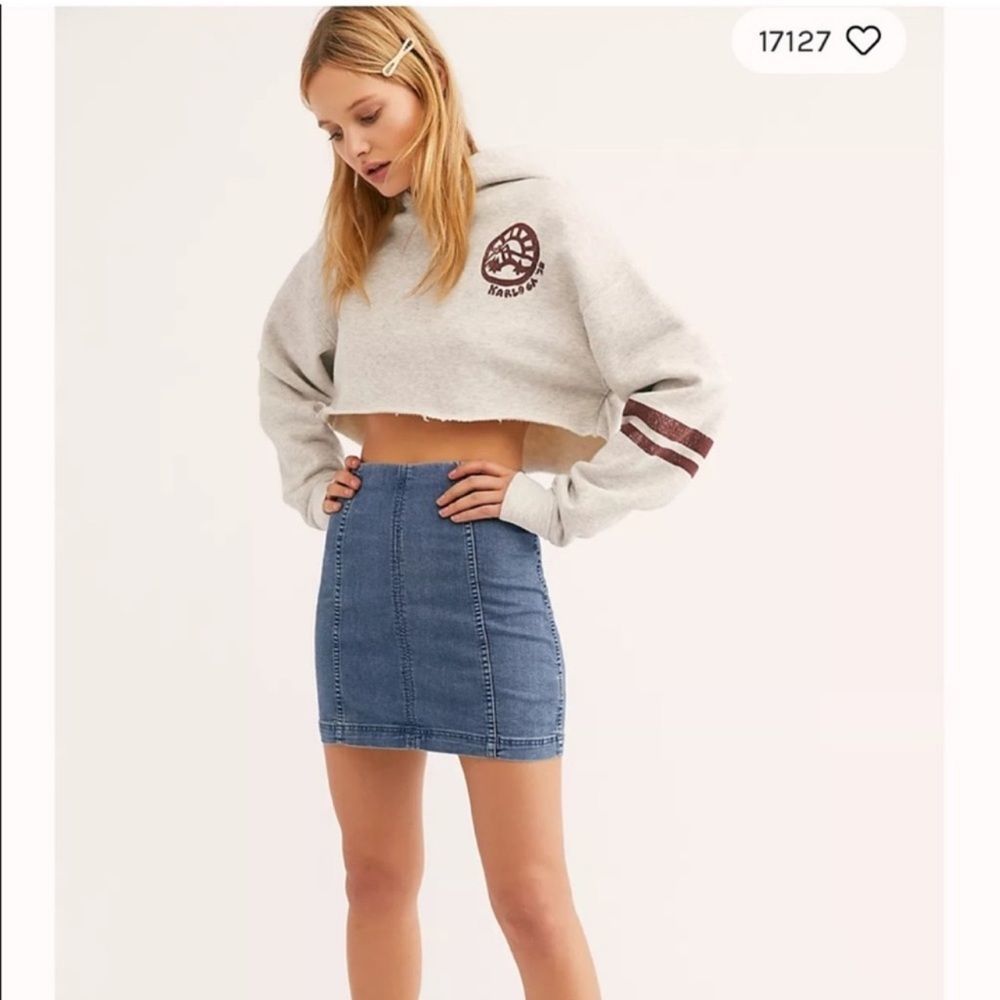 Free People Modern Femme Denim Mini Skirt in Faded Indigo | SZ 4 - Picture 3 of 14